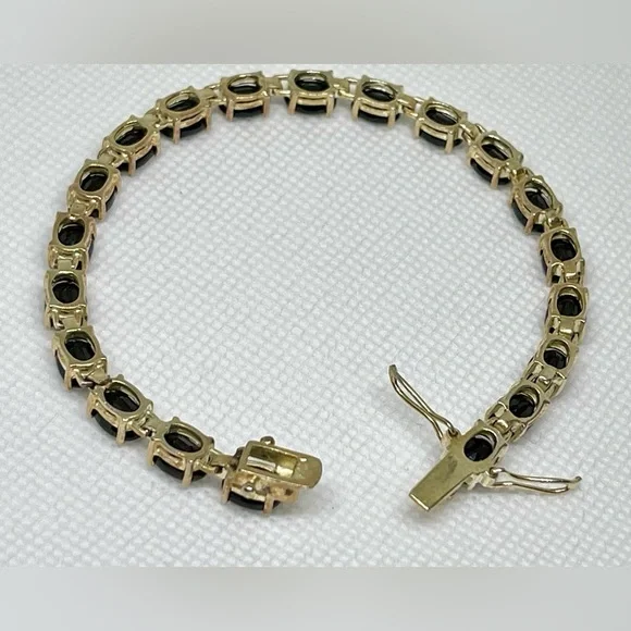 VTG 925 Real Blue Sapphire Tennis Bracelet Sterling Silver - Picture 5 of 6